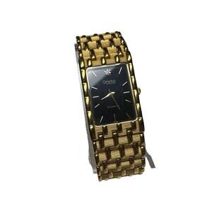 Caravelle Bulova Gold Tone Watch Diamond Dial Rectangular Vintage Dress